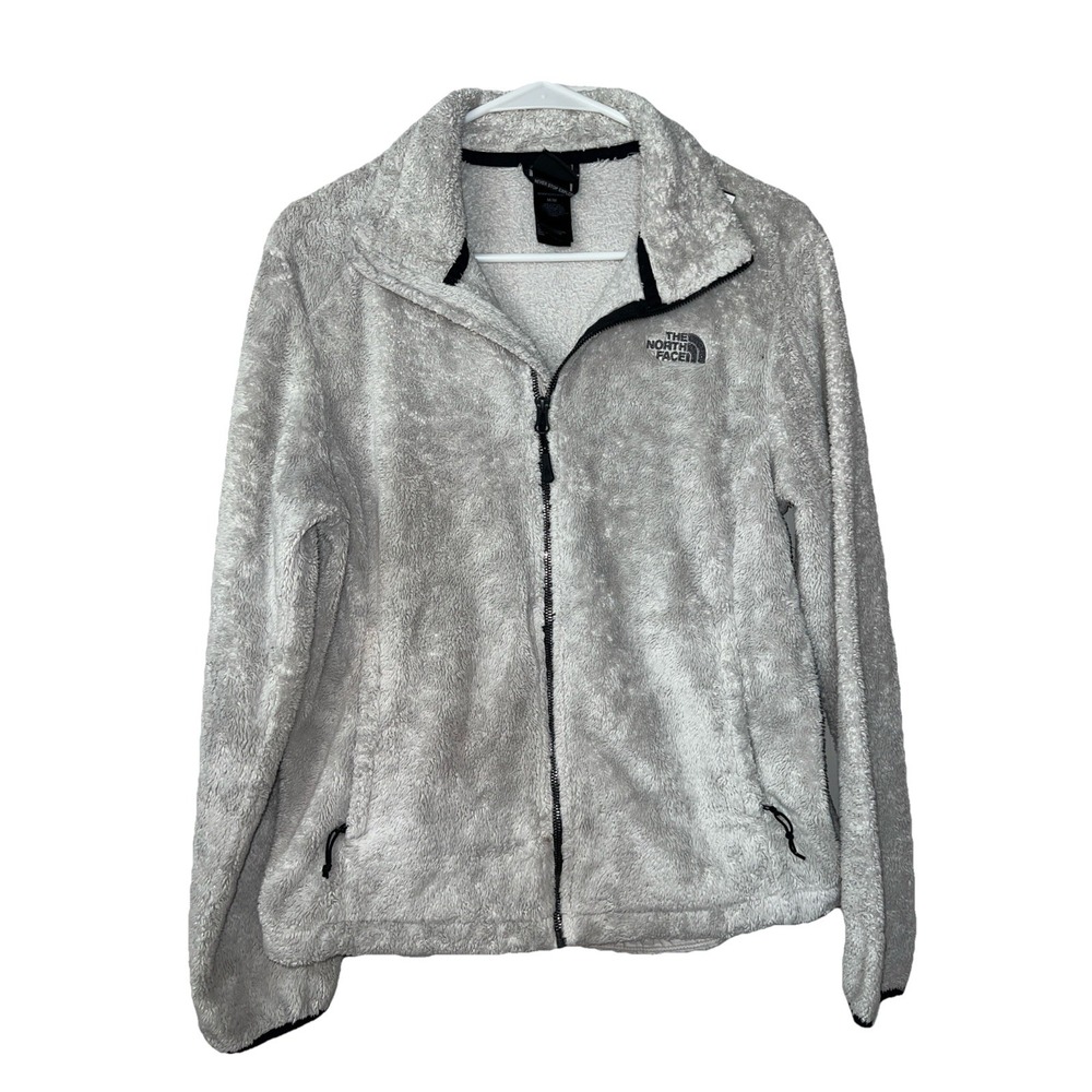The North Face Full Zip Sherpa Fleece Jacket Women's Medium Light Gray Cozy